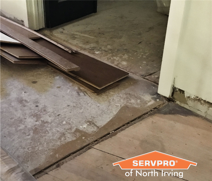 brown damaged hardwood floor after water damage