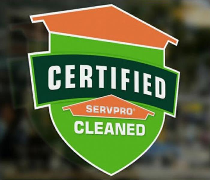 Certified: SERVPRO Cleaned window cling in Dallas
